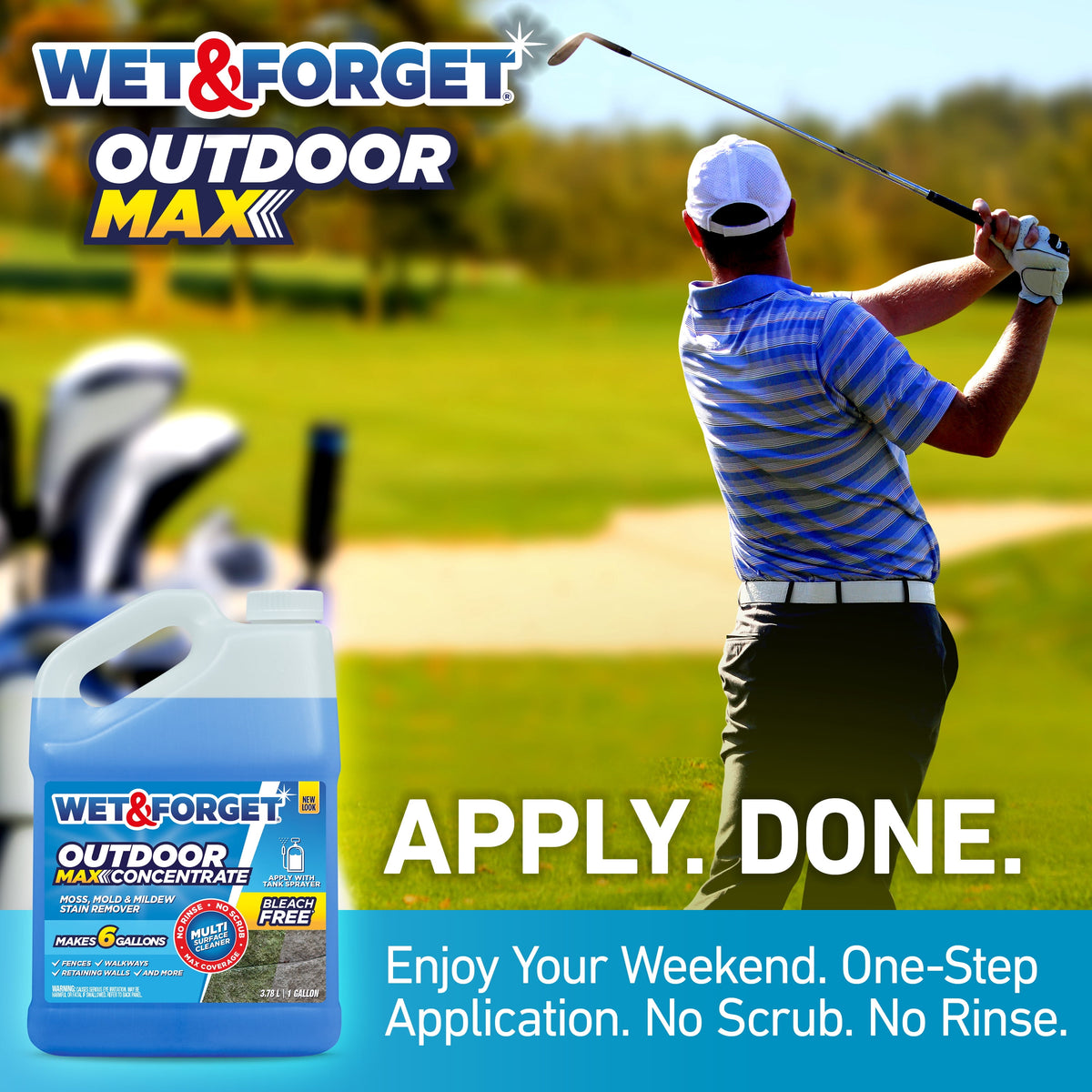 Wet & Forget Outdoor MAX Moss, Mold, Mildew, and Algae Stain Remover Concentrate, 128 oz