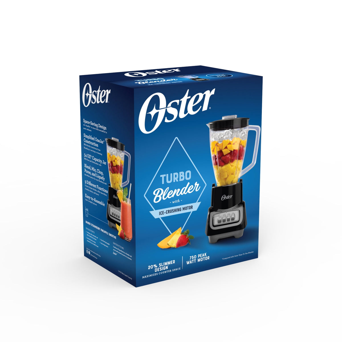 Oster Turbo 5-Speed 750W Black Countertop Blender With 6 Cup Jar, Kitchen Blender, Blender for Smoothies