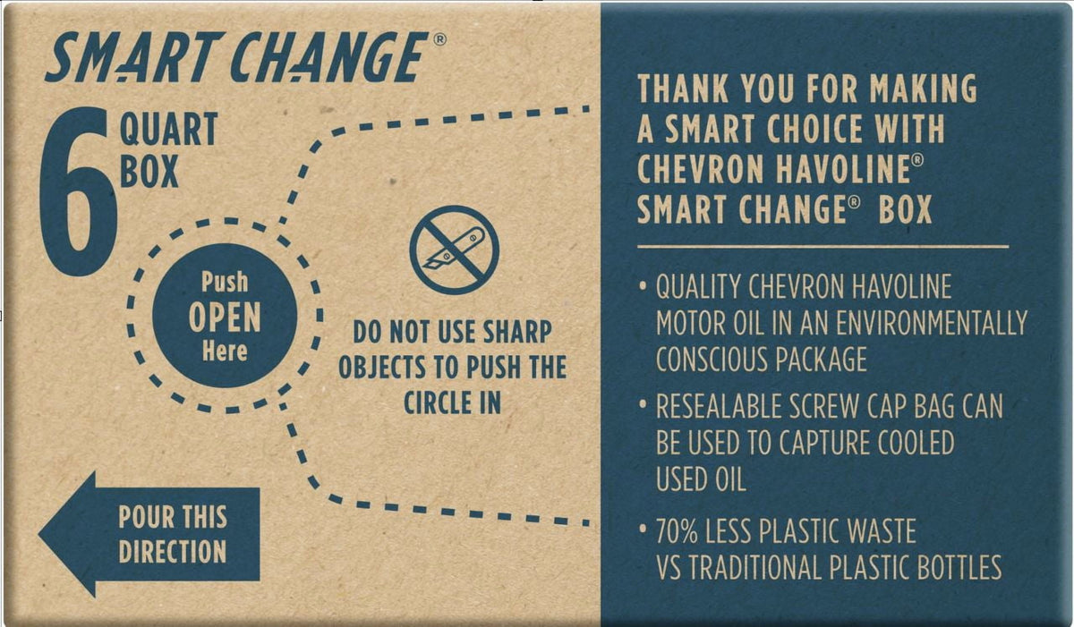 Chevron Havoline Lifelong 0W-20 Full Synthetic Motor Oil, 6 Quarts (Smart Change Box)