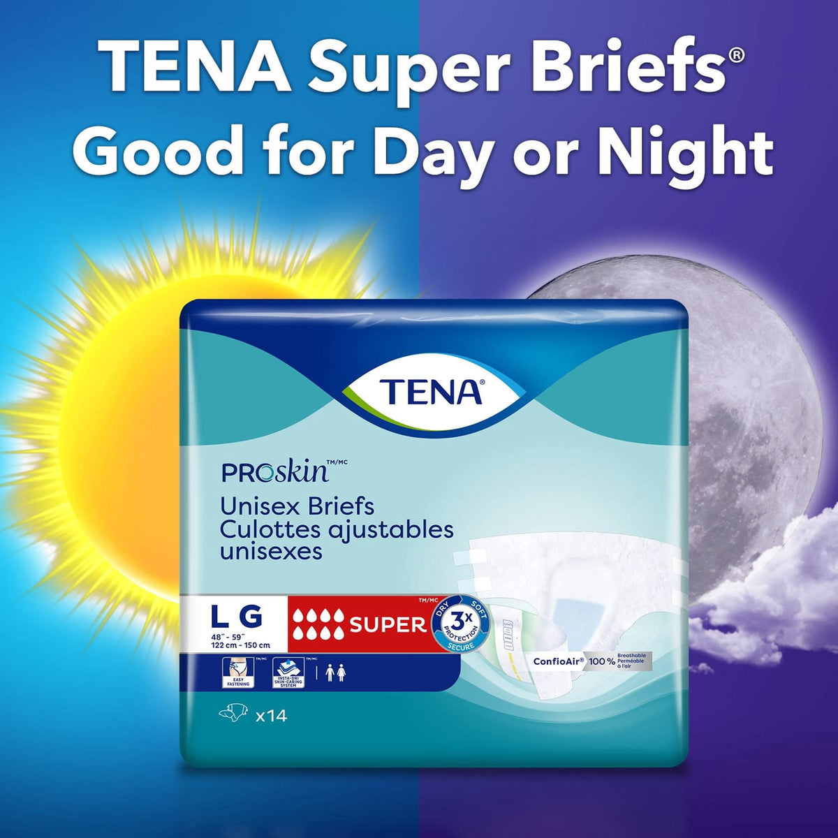 TENA ProSkin Unisex Adult Diapers, Super Absorbency, XL, 48 Count