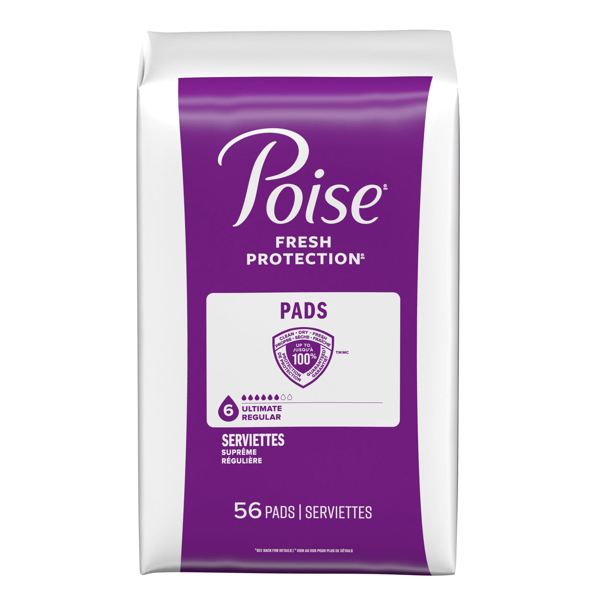 Poise Women's Incontinence Pads, Ultimate Absorbency, Regular Length (112 Count)