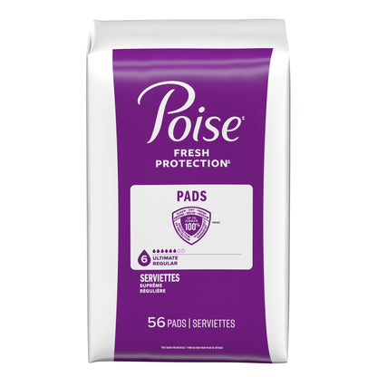 Poise Women's Incontinence Pads, Ultimate Absorbency, Regular Length (112 Count)