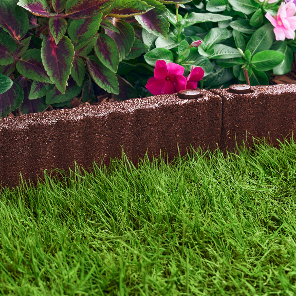 Expert Gardener 2' x 3" Red Recycled Rubber Garden Border Landscape Edging - 8 Pack