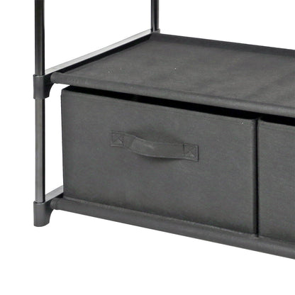 Mainstays 4-Shelf Closet Organizer with 2 Fabric Bins, Black, Metal Frame