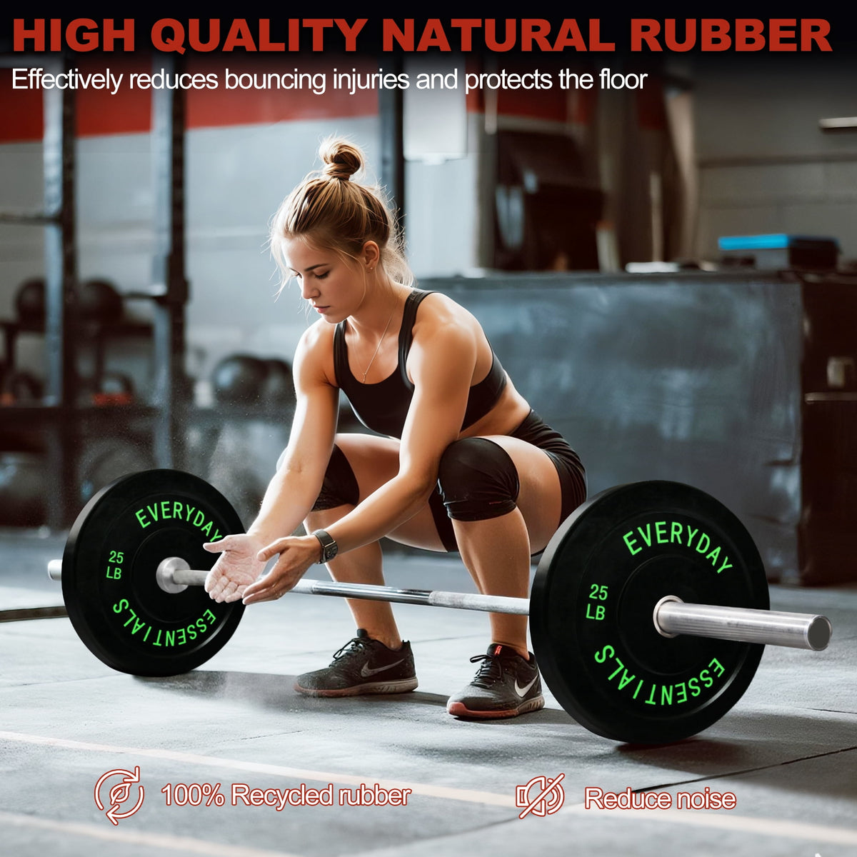 FlexWave Bumper Weight Plates, 25 lb Pair, Black, 2-Inch Hole