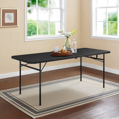 Mainstays 6 ft Rectangle Centerfold Folding Table, Black