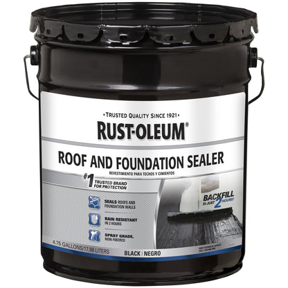 Black, Rust-Oleum Roof and Foundation Sealer - 347434, 4.75 Gallon- 1 Pack
