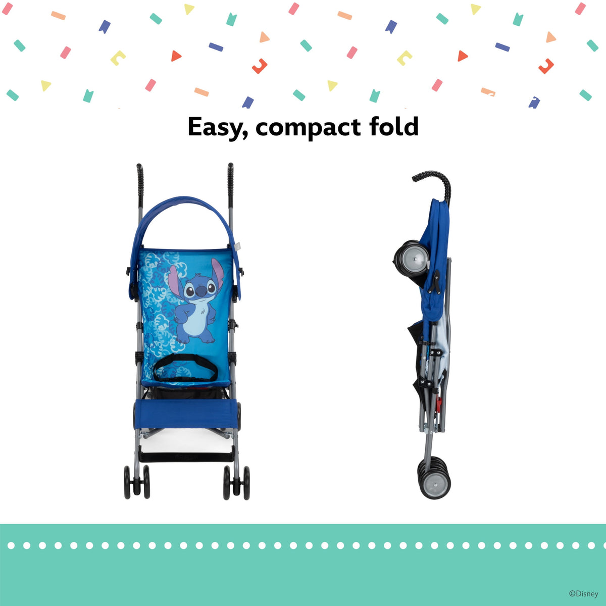 Disney Baby Comfort Height Character Toddler Umbrella Stroller with Basket, Tropical Stitch