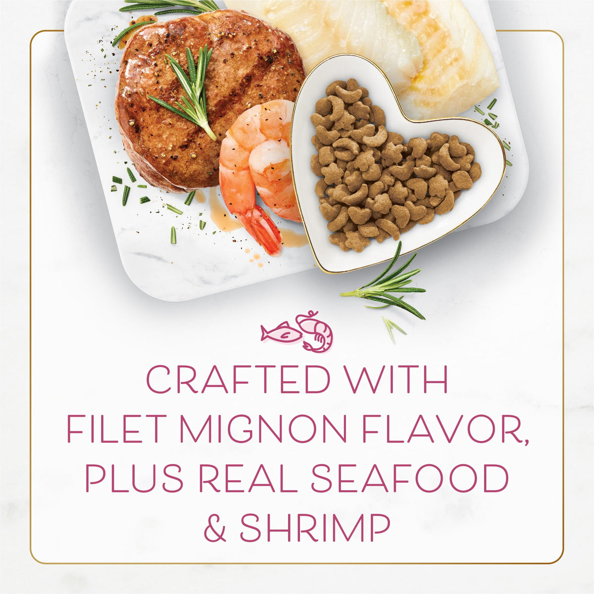 Purina Fancy Feast Dry Cat Food Filet Mignon Flavor with Seafood and Shrimp, 12 lb Bag, 4 Pack