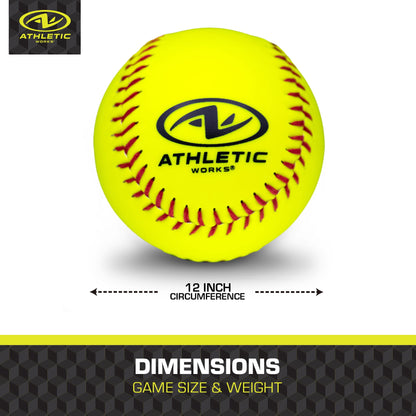 Athletic Works 12-inch Fastpitch Softball Bucket – 1 Dozen Leather Softballs in a Plastic Bucket