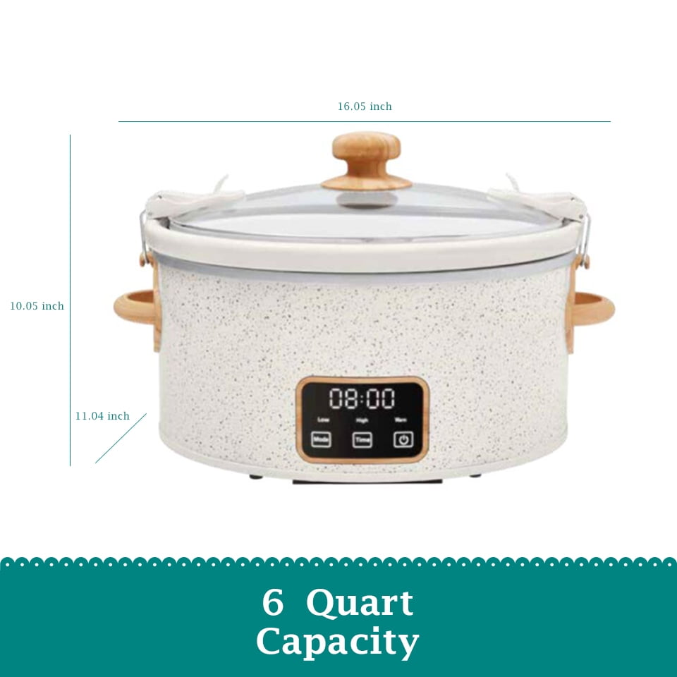The Pioneer Woman 6-Quart Portable Linen Speckle Slow Cooker
