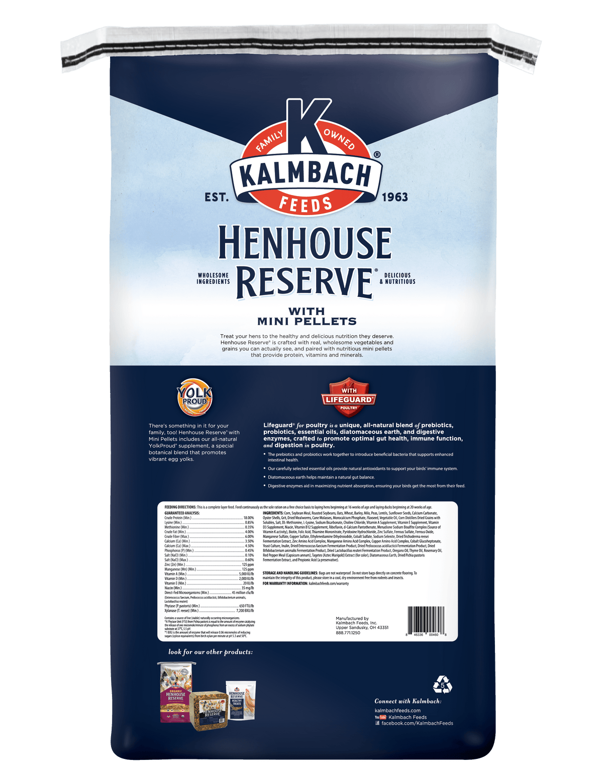 (2 pack) Kalmbach Feeds 18% Henhouse Reserve Extraordinary Whole Grain Layer Feed for Chickens 30 lb bag