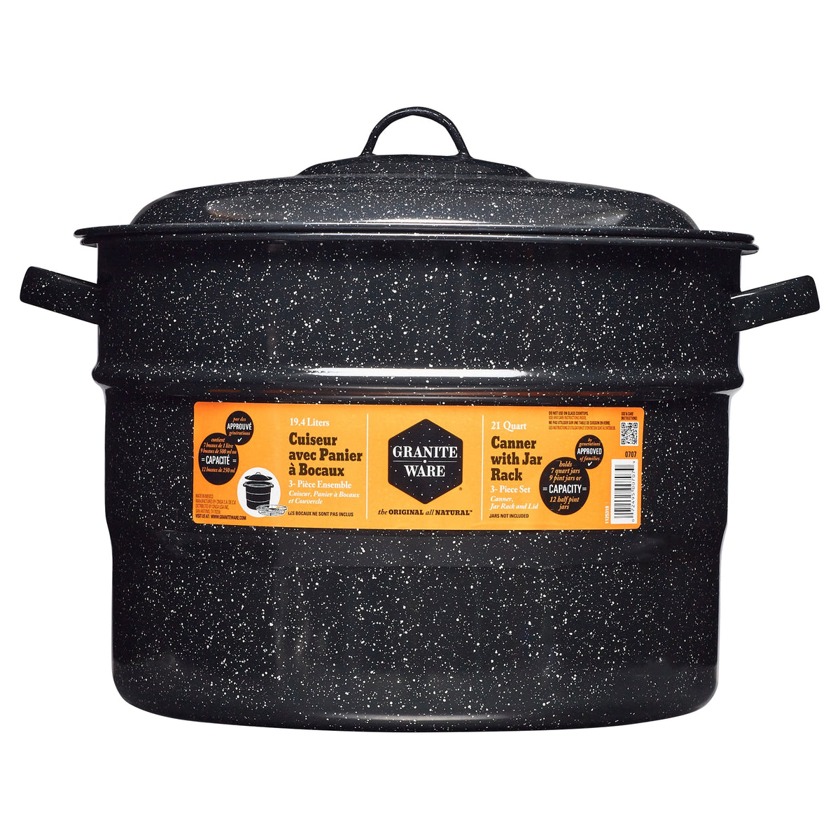 Granite Ware 21.5 Quart Water Bath Canner with Rack for Jam, Salsa and Pickles