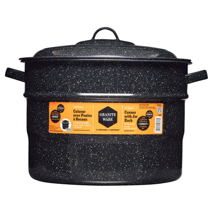 Granite Ware 21.5 Quart Water Bath Canner with Rack for Jam, Salsa and Pickles