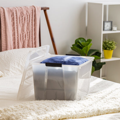 IRIS 60 Qt. Plastic Storage Bins with Lids, Stackable Storage Containers, Totes, 4 Pack