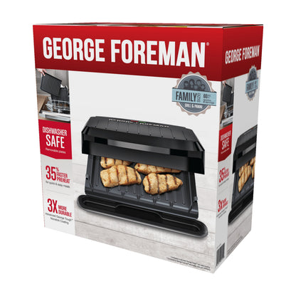 George Foreman 4‑Serving Electric Grill & Panini Press, Easy‑Clean Removable Dishwasher‑Safe Nonstick Plates