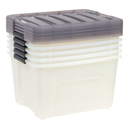 IRIS 40 Qt. Plastic Storage Bins with Lids, Stackable Storage Containers, Totes, 5 Pack