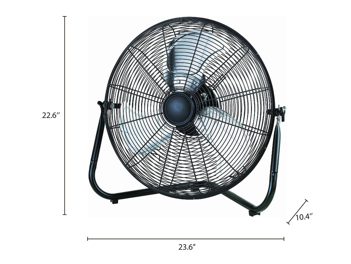 Mainstays 22.64 inch Black Floor Fan with 3 High Velocity Speeds, Tilt Mechanism