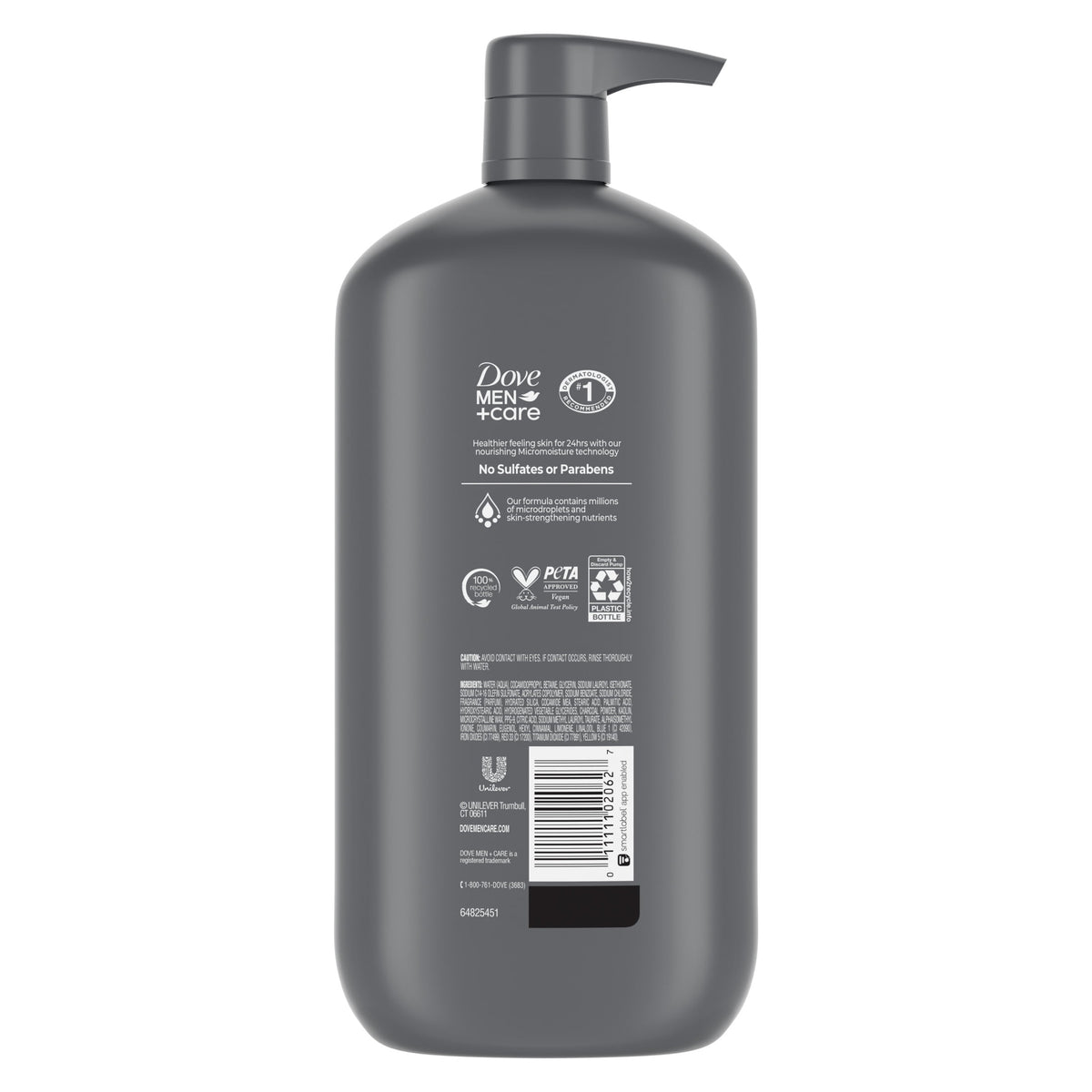 (4 pack) Dove Men+Care Body And Face Scrub Body Wash For Men Charcoal + Clay With 24-Hour Nourishing Micromoisture Technology, 30 fl oz