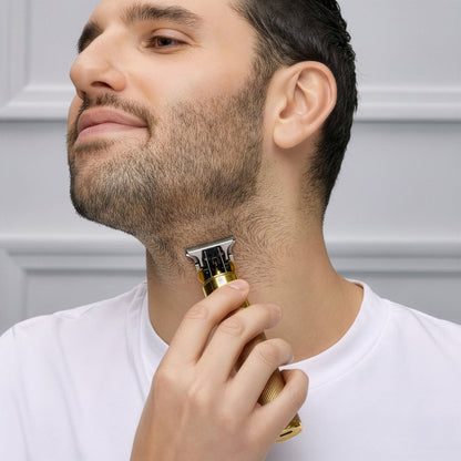 Kiss Precision Blade Cordless Hair Trimmer, Stainless Steel T-Blade, High-Speed Motor, Gold, 8 Pieces