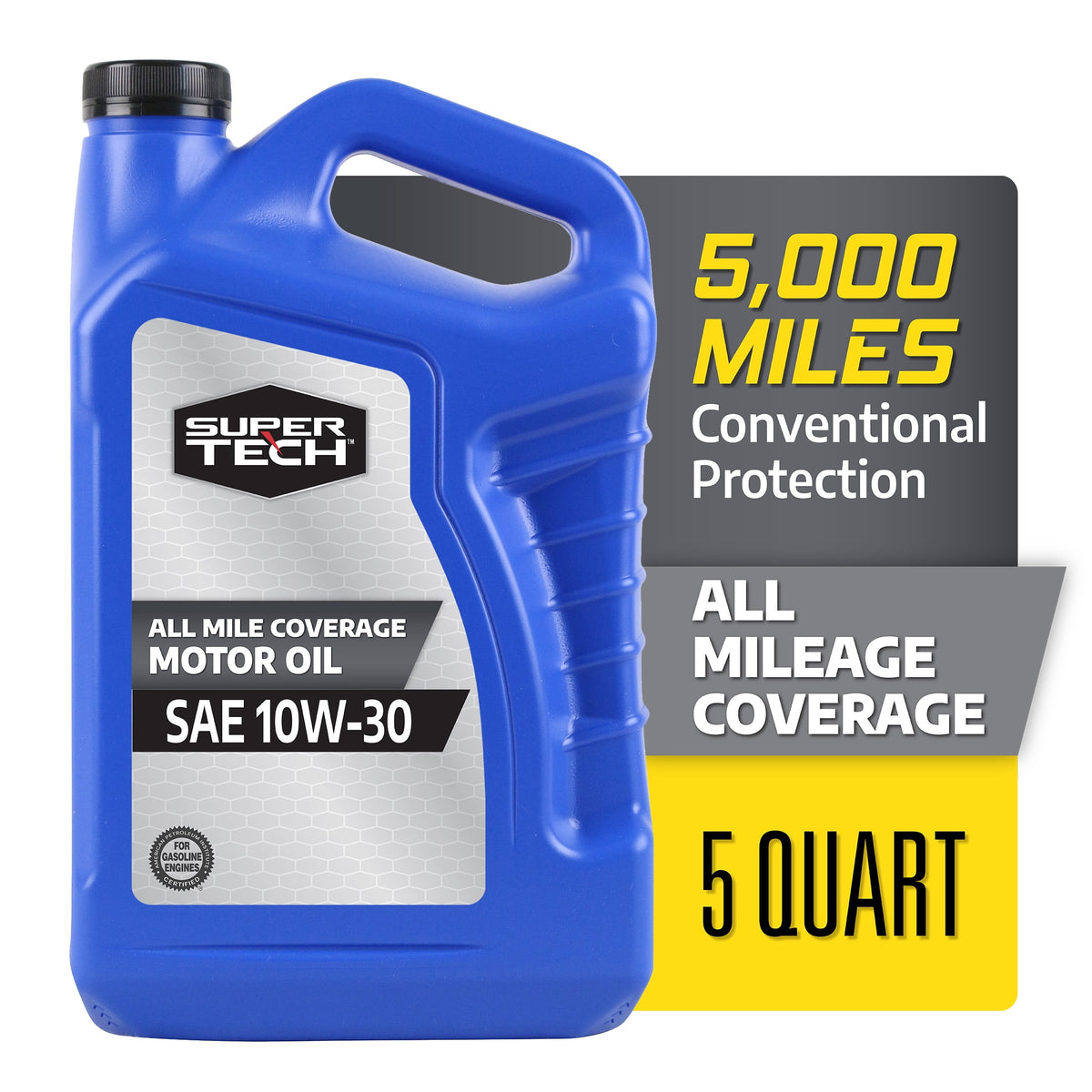 Super Tech All Mileage Synthetic Blend Motor Oil SAE 10W-30, 5 Quarts