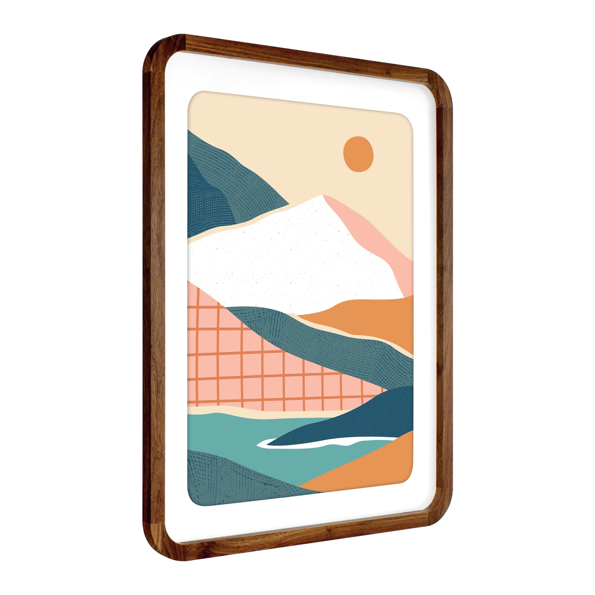 Mainstays Rounded Corner Poster Frame, 22 x 28, Fits 18 x 24 with Mat, Walnut Woodgrain