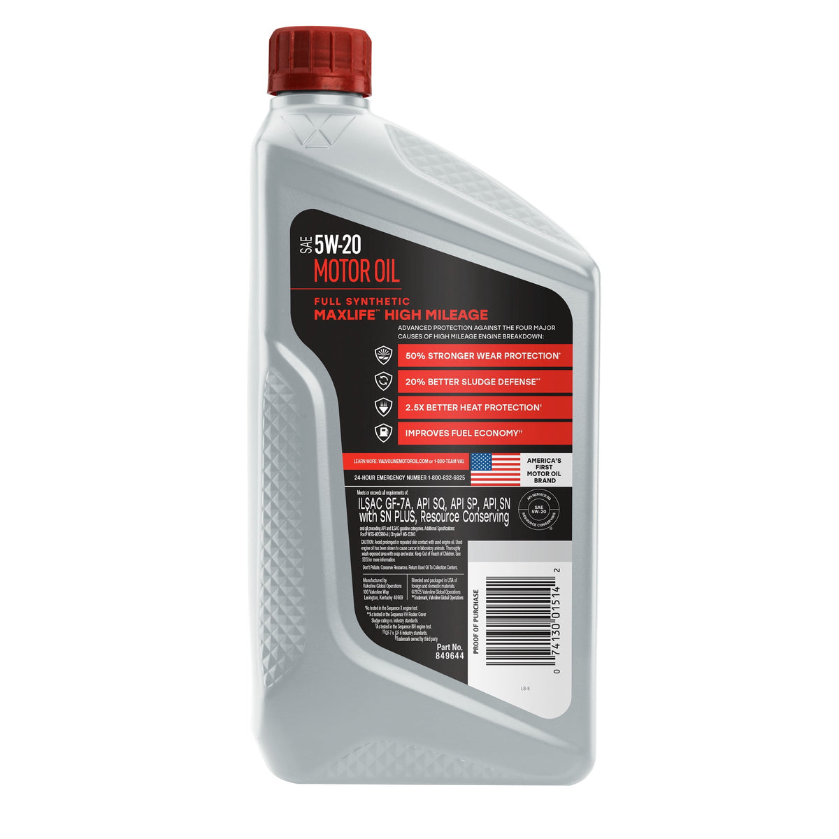 (5 pack) Valvoline MaxLife Full Synthetic High Mileage 5W-20 Motor Oil 1 Quart