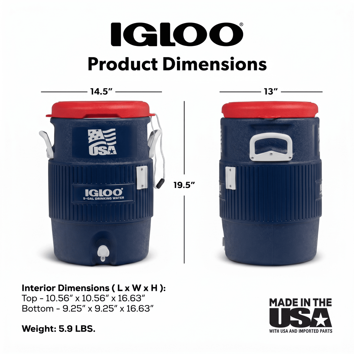 Igloo 5 Gallon Heavy-Duty beverage Jug, Red White and Blue