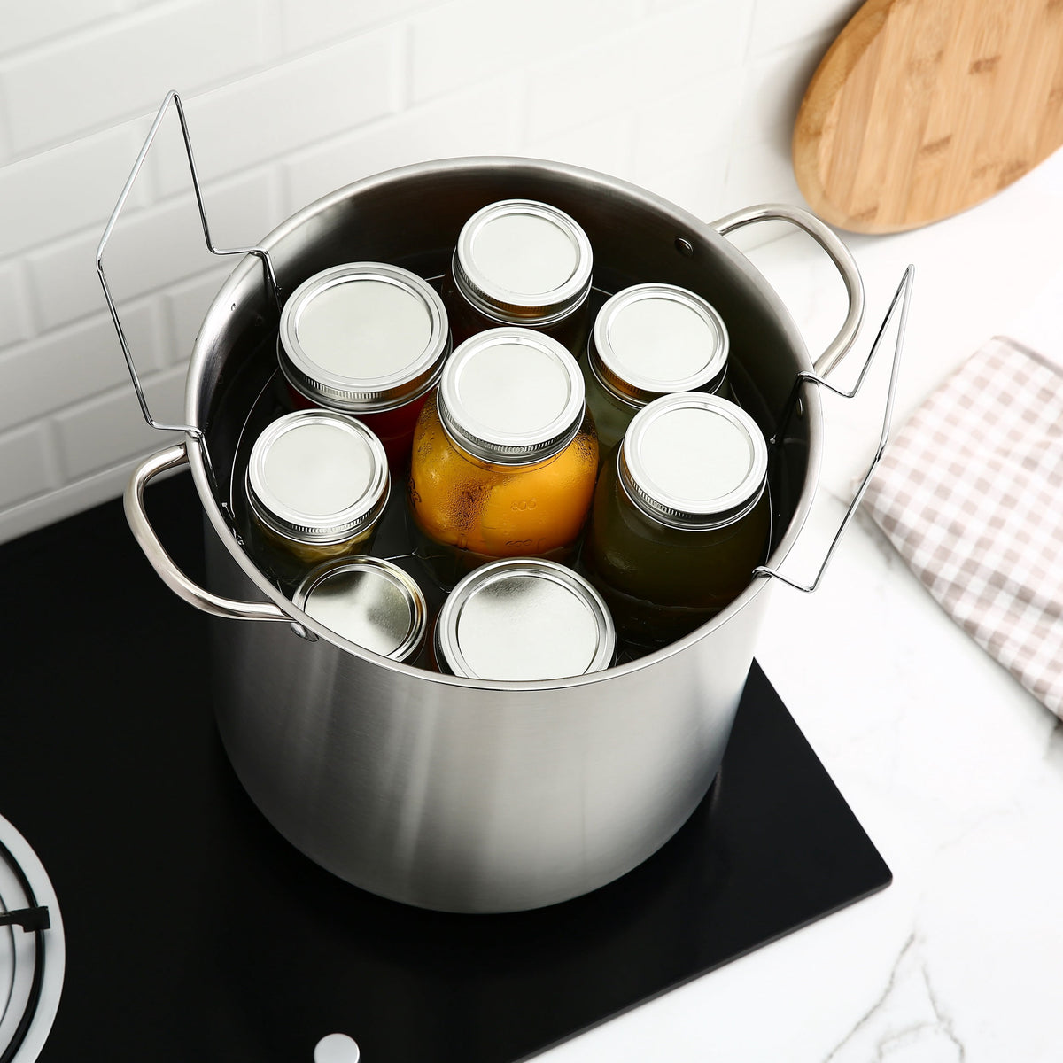 Mainstays 21.5 Quart Stainless Steel Canning Pot with Rack, Dual Water Bath Canner and Steam Canner