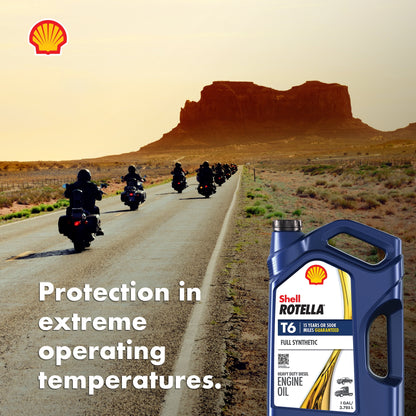 Shell Rotella T6 Full Synthetic 15W-40 Diesel Engine Oil, 1 Gallon