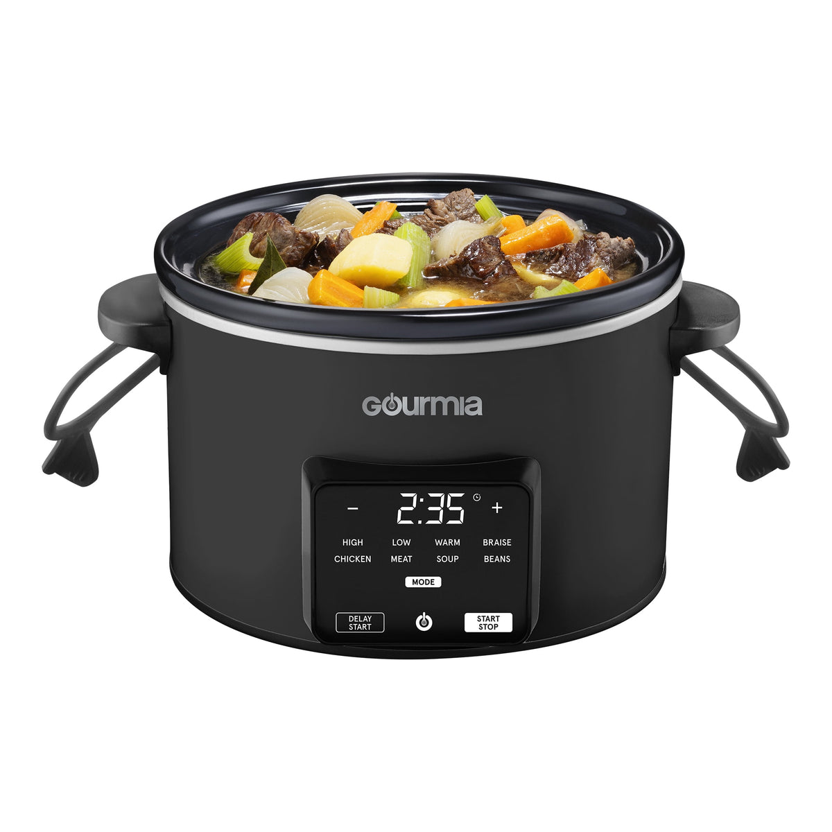 Gourmia Programmable Slow Cooker 4.5 Qt with Digital Controls and Auto Keep Warm, Black