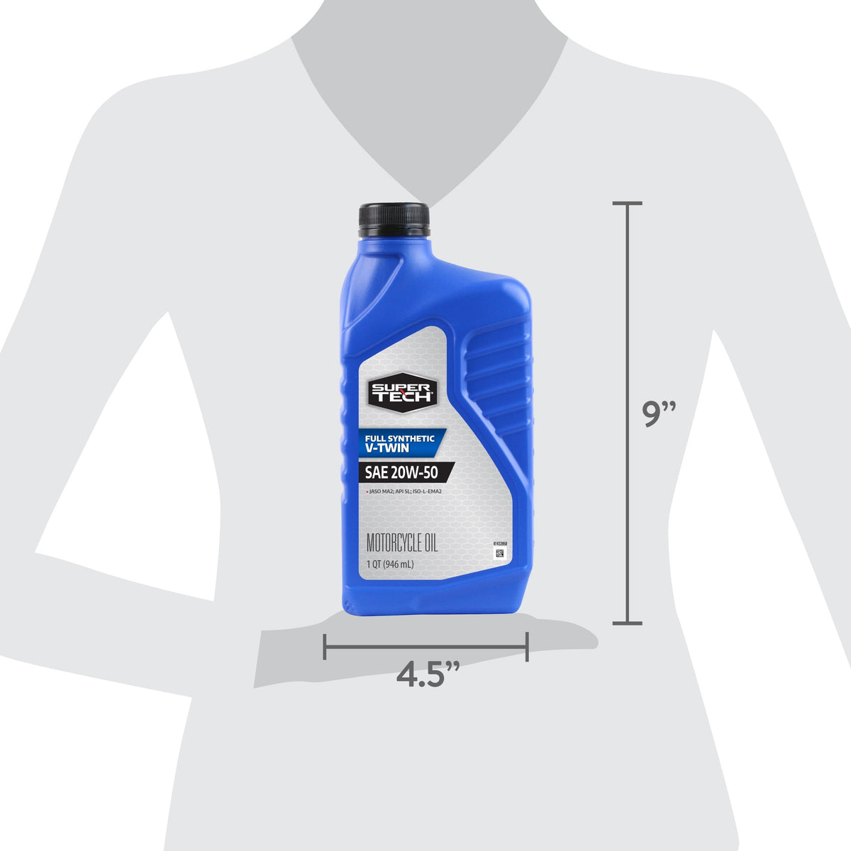 (4 pack) Super Tech Full Synthetic V-Twin Motorcycle Oil, SAE 20W-50, 1 Quart