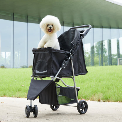 Gianna 3-Wheel Pet Stroller for Dogs, Jogging Stroller with Breathable Mesh Window, Large Storage Basket and Cup Holder