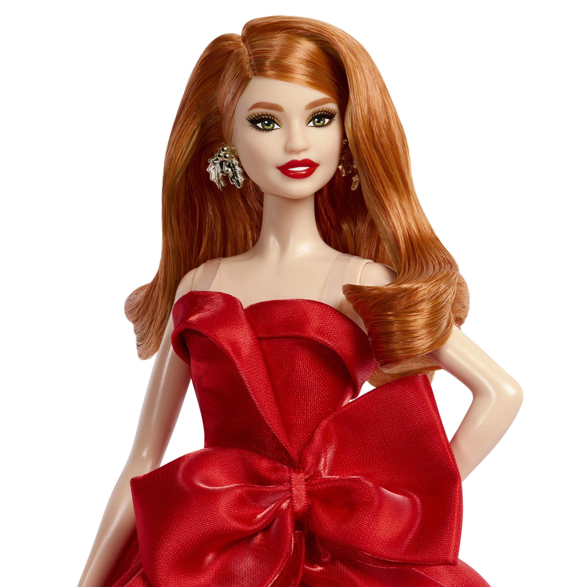 Barbie Signature 2026 Holiday Barbie Fashion Doll, Seasonal Collector, Red Hair with Red Gown with Bow Detai