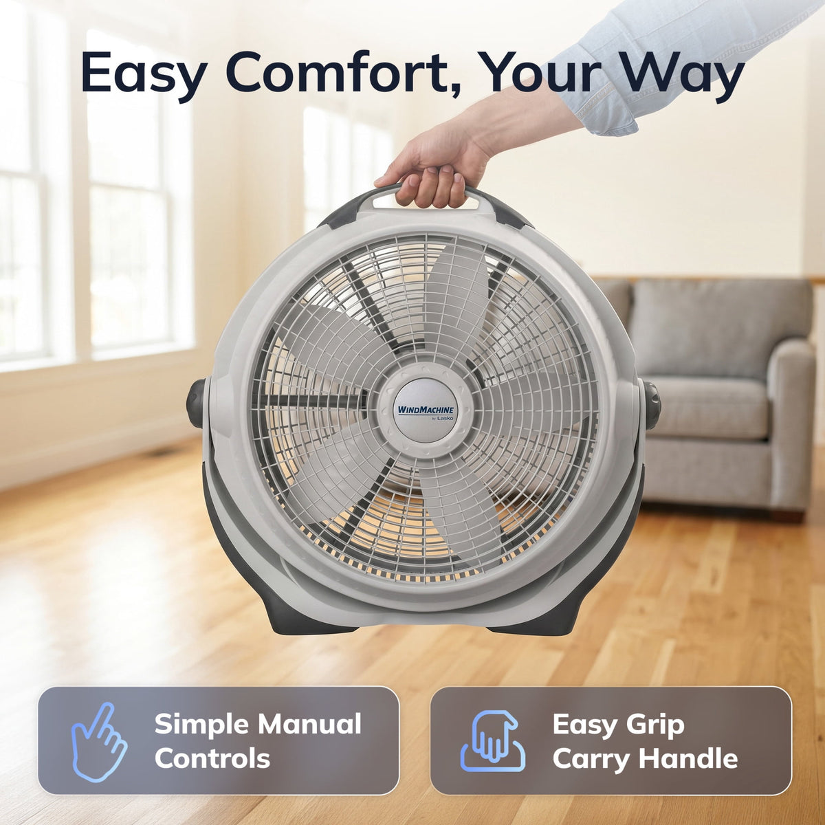 Lasko Wind Machine 20" 3-Speed Pivoting Head Air Circulator Fan A20301
