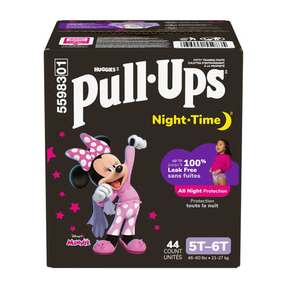 Pull-Ups Girls' Night-Time Overnight Potty Training Pants, 5T-6T, 44 Count