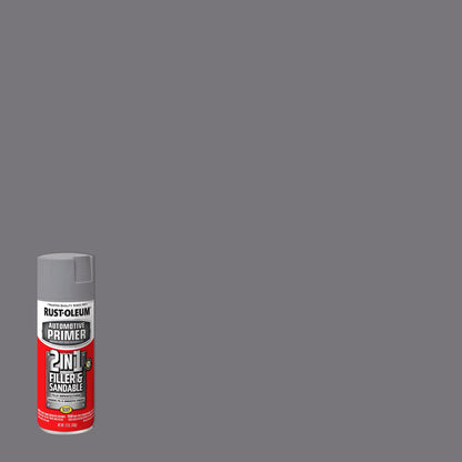 (3 pack) Rust-Oleum Automotive 2 in 1 Filler and Sandable Primer Spray, Gray, 12 oz