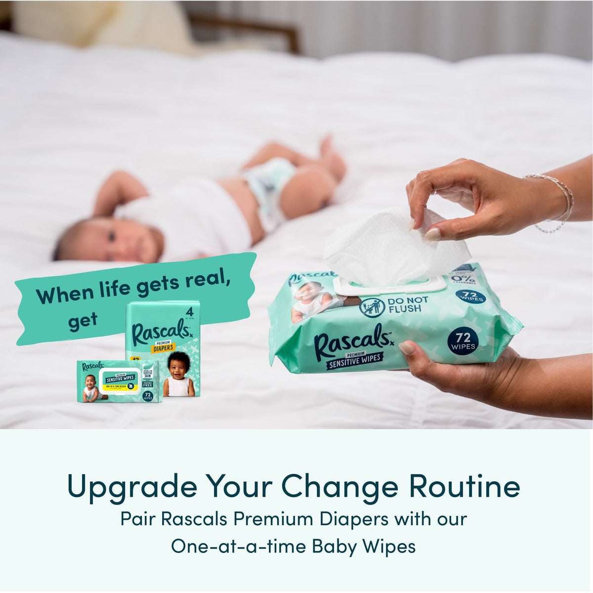 Rascals Premium Absorbent Baby Diapers Size 5, 136 Count