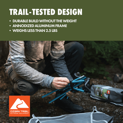 Ozark Trail Ultra-Lightweight Backpacking Chair with Carry Bag, Turquoise Sea Frame