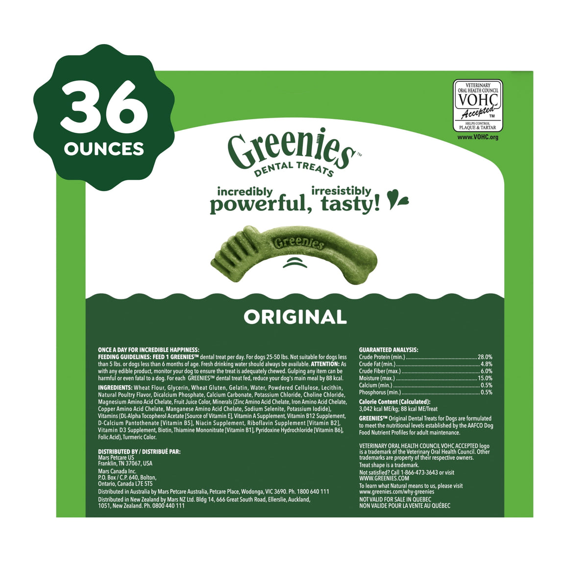 Greenies Original Flavor Natural Dental Dog Treats, Regular Size, 36 oz Pack, 36 Count