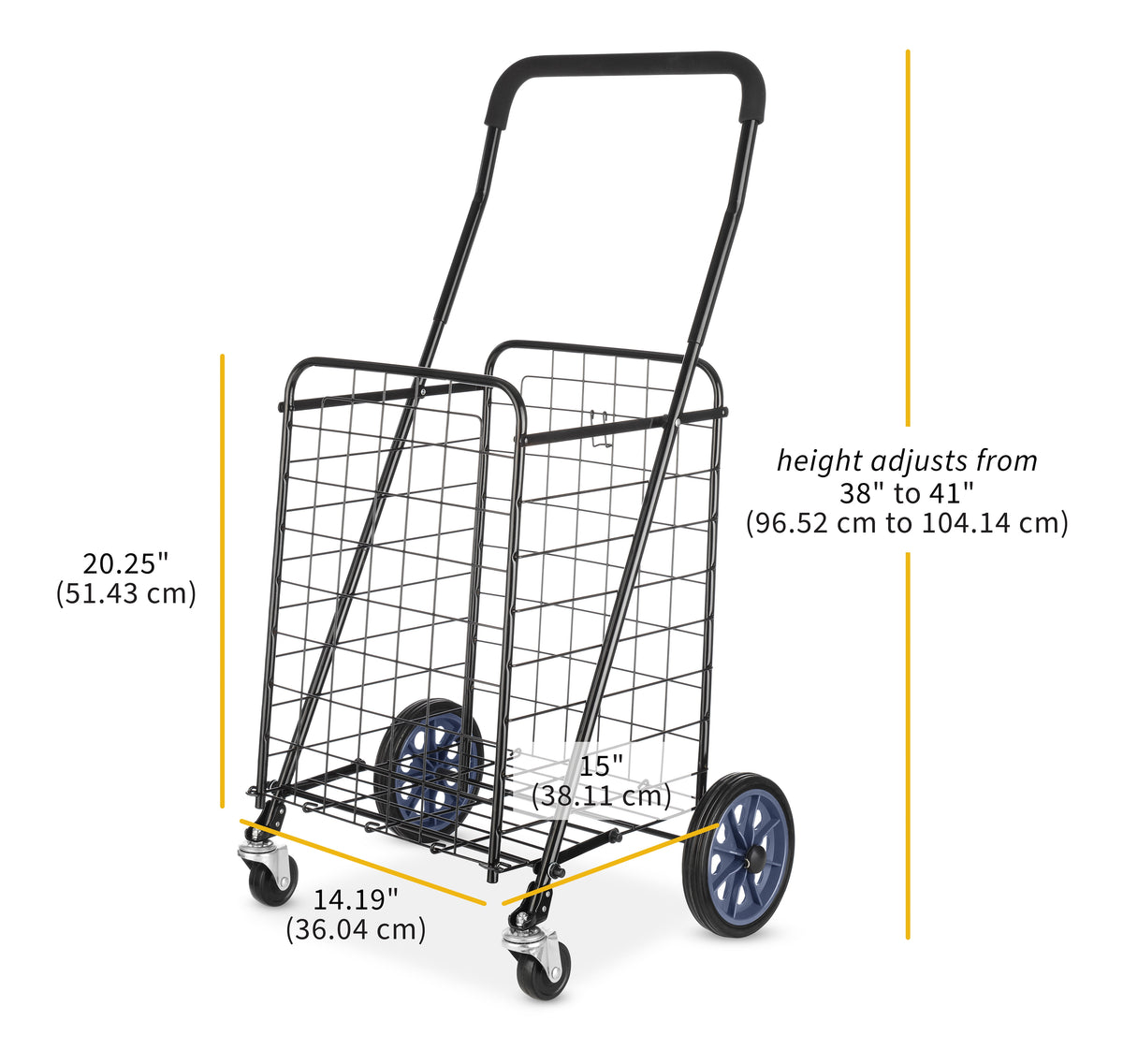 Mainstays Metal Rolling Utility Shopping Cart with Foldable Design