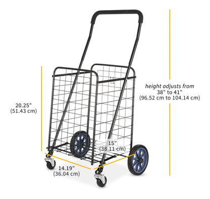 Mainstays Metal Rolling Utility Shopping Cart with Foldable Design