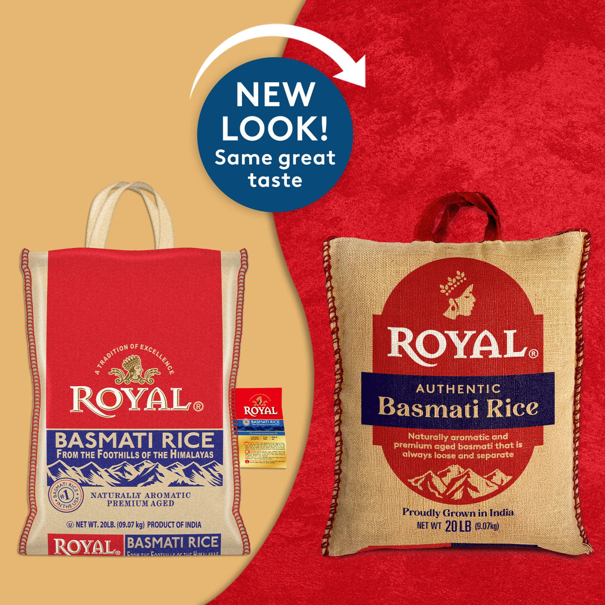 Authentic Royal Naturally Aged Indian White Basmati Rice, Long-Grain, Gluten-free - 20 lb. Bag