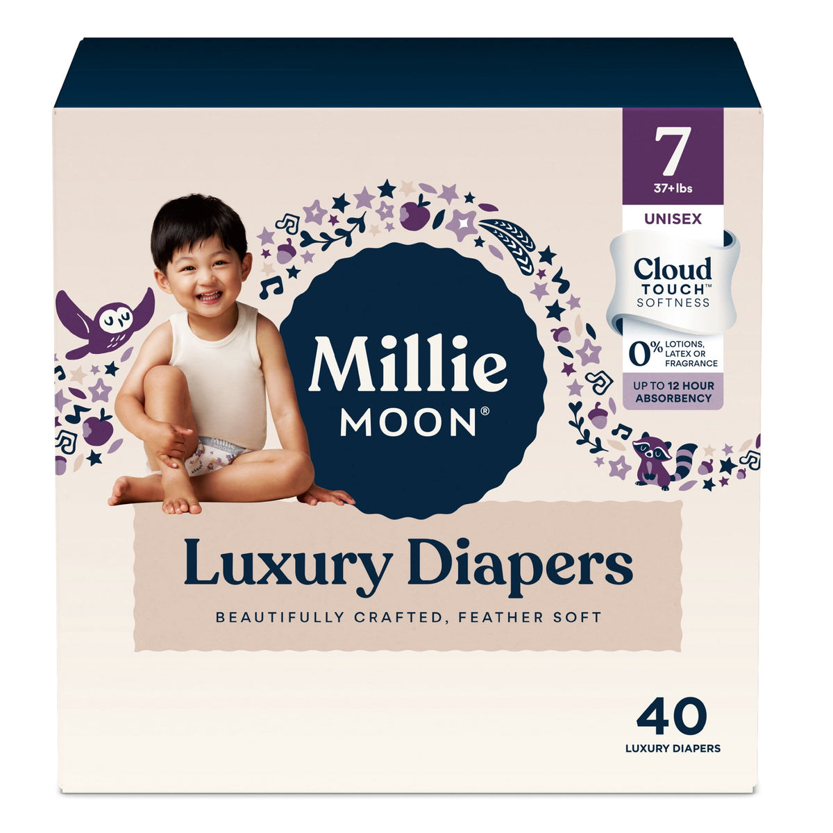 Millie Moon Luxury Diapers, Size 7, 40 Count (Select for More Options)