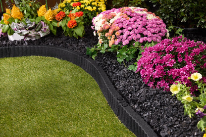 Expert Gardener Black Recycled Rubber Garden Border Landscape Edging, 2 ft x 3 in, 8 Pack