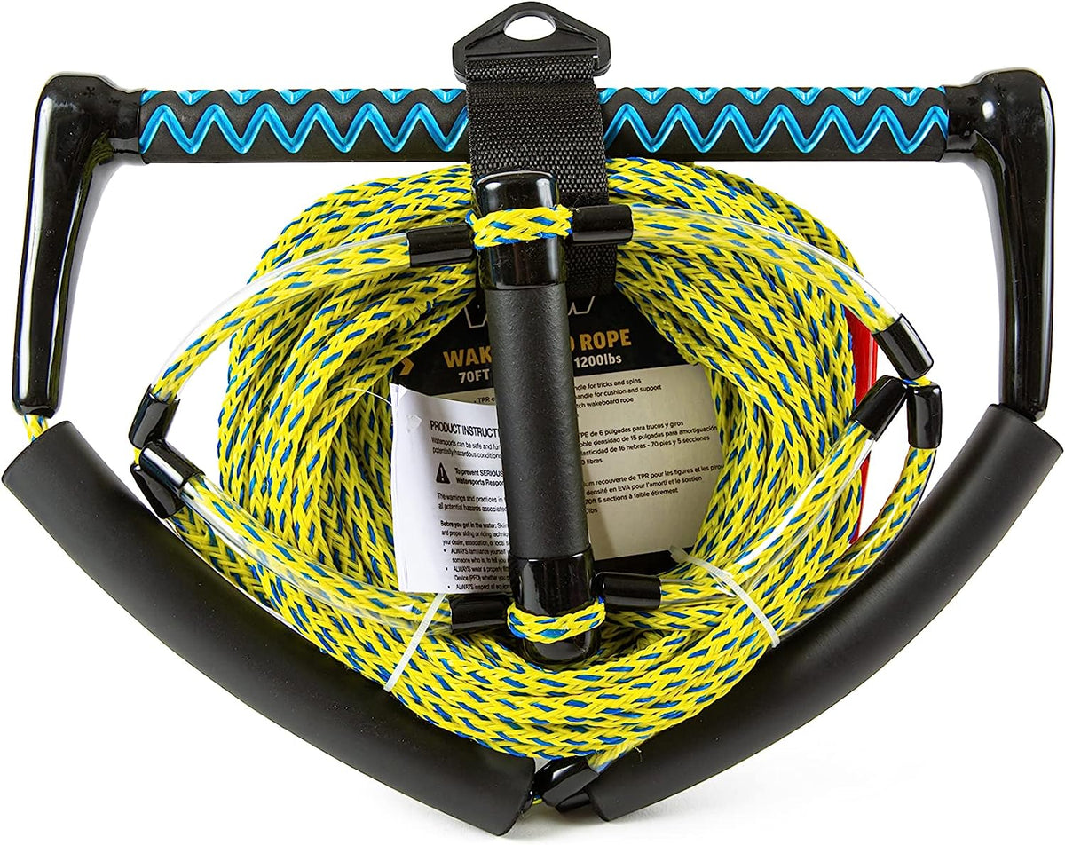 WOW Sports 70' Tow Rope for Wakeboard and Watersports, 70' Rope with Trick Handle, 1 Pack