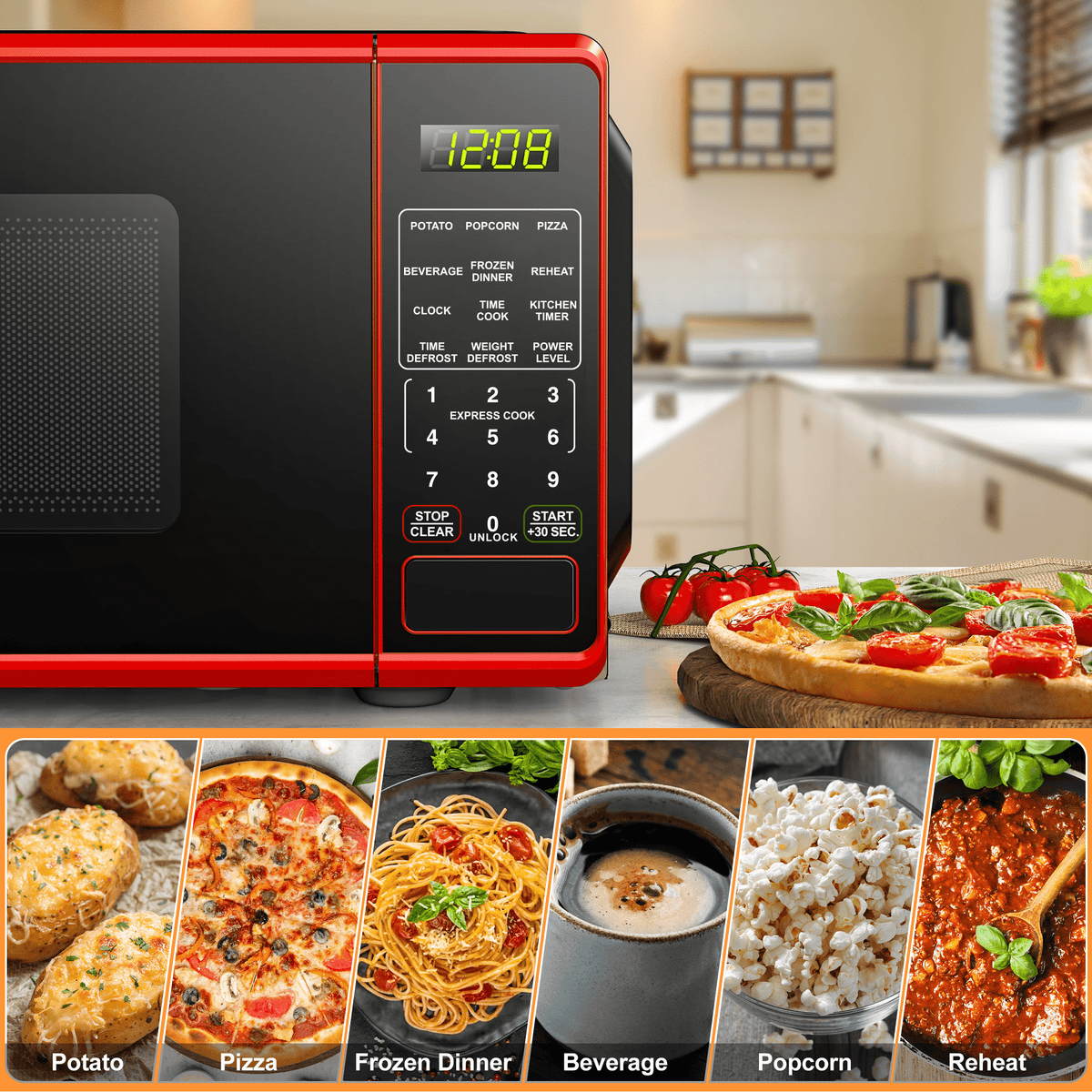 Mainstays Countertop Microwave Oven, 0.7 cu ft, 700 W, Red