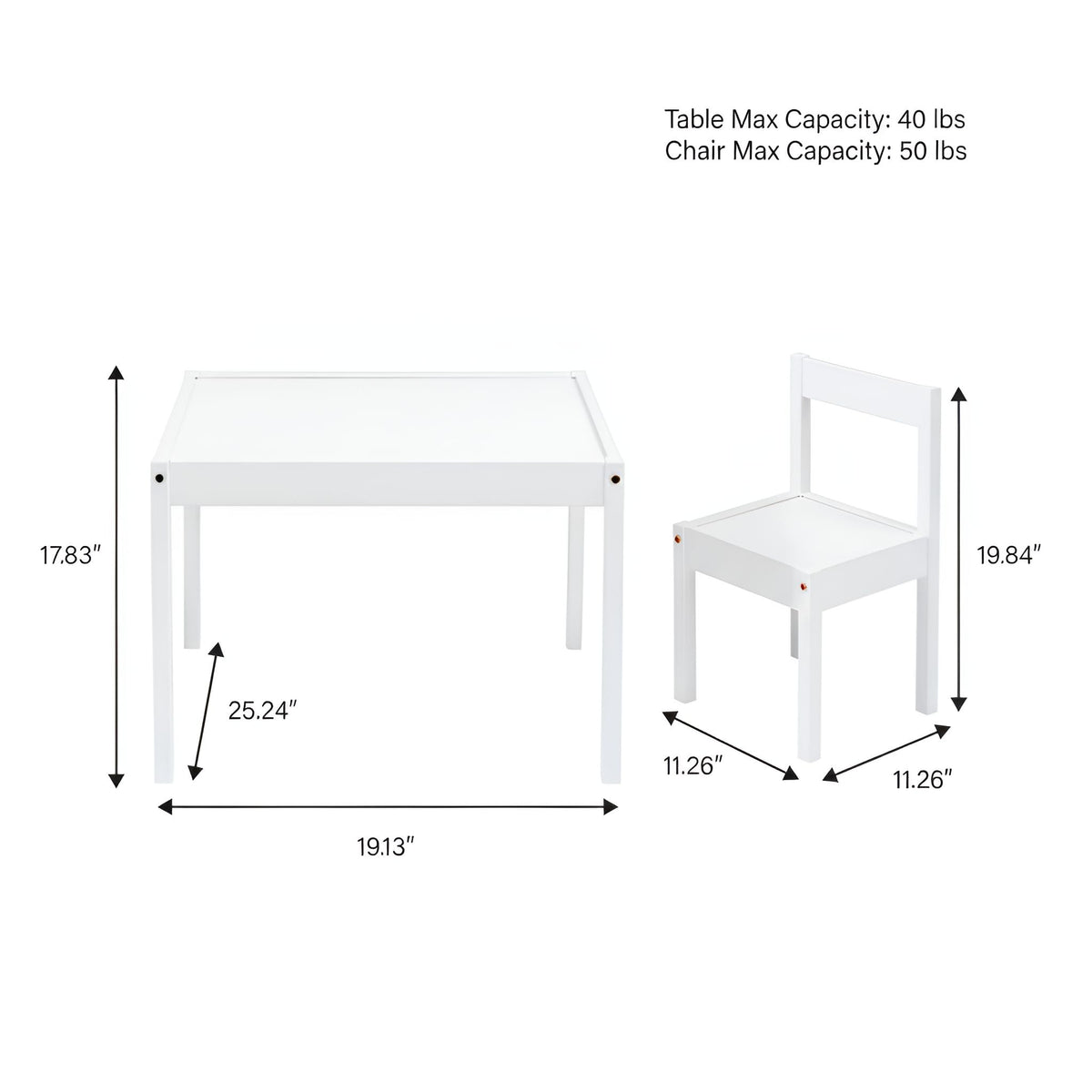 Mainstays Kids Dry Erase Activity Table and Chair Set, 3-Piece, White