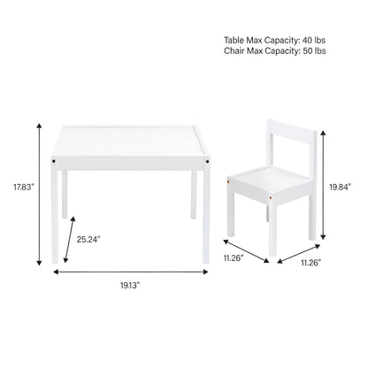 Mainstays Kids Dry Erase Activity Table and Chair Set, 3-Piece, White