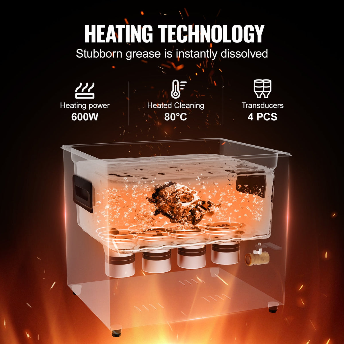 KFFKFF 10L Sonic Cleaning Device, 240W Digital Sonic Cleaning Equipment with Soft Setting & Enhanced Deaeration, 40kHz Commercial Ultrasonic Cleaner with Heating & Timing Function